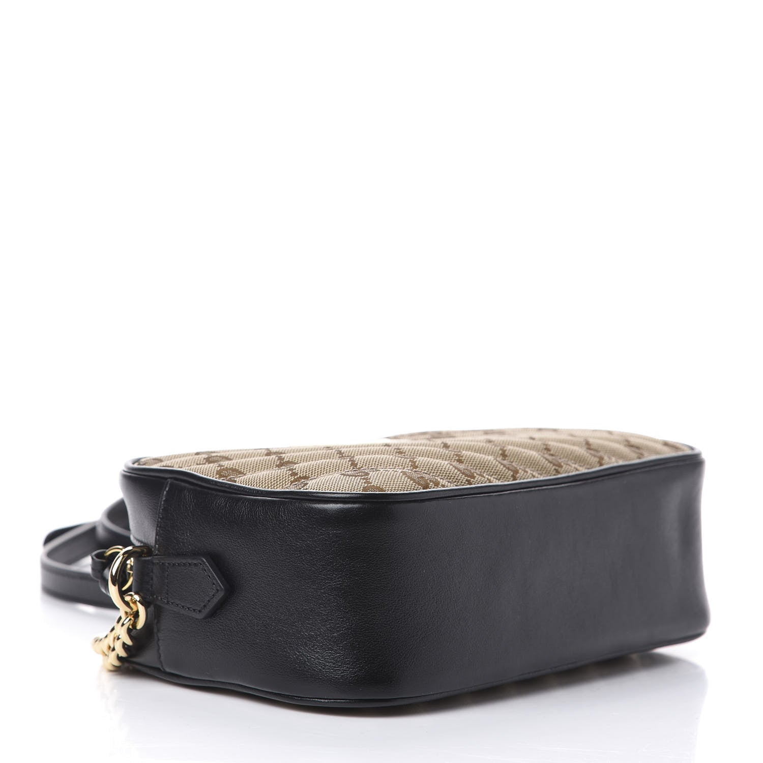 Gucci Monogram Matelasse Diagonal Small GG Marmont Chain Shoulder Bag Beige Black 4 of 10