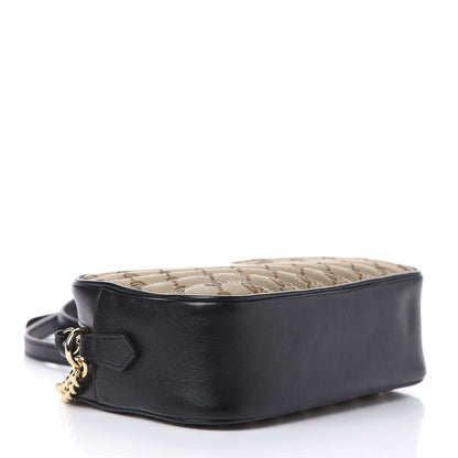 Gucci Monogram Matelasse Diagonal Small GG Marmont Chain Shoulder Bag Beige Black 4 of 10