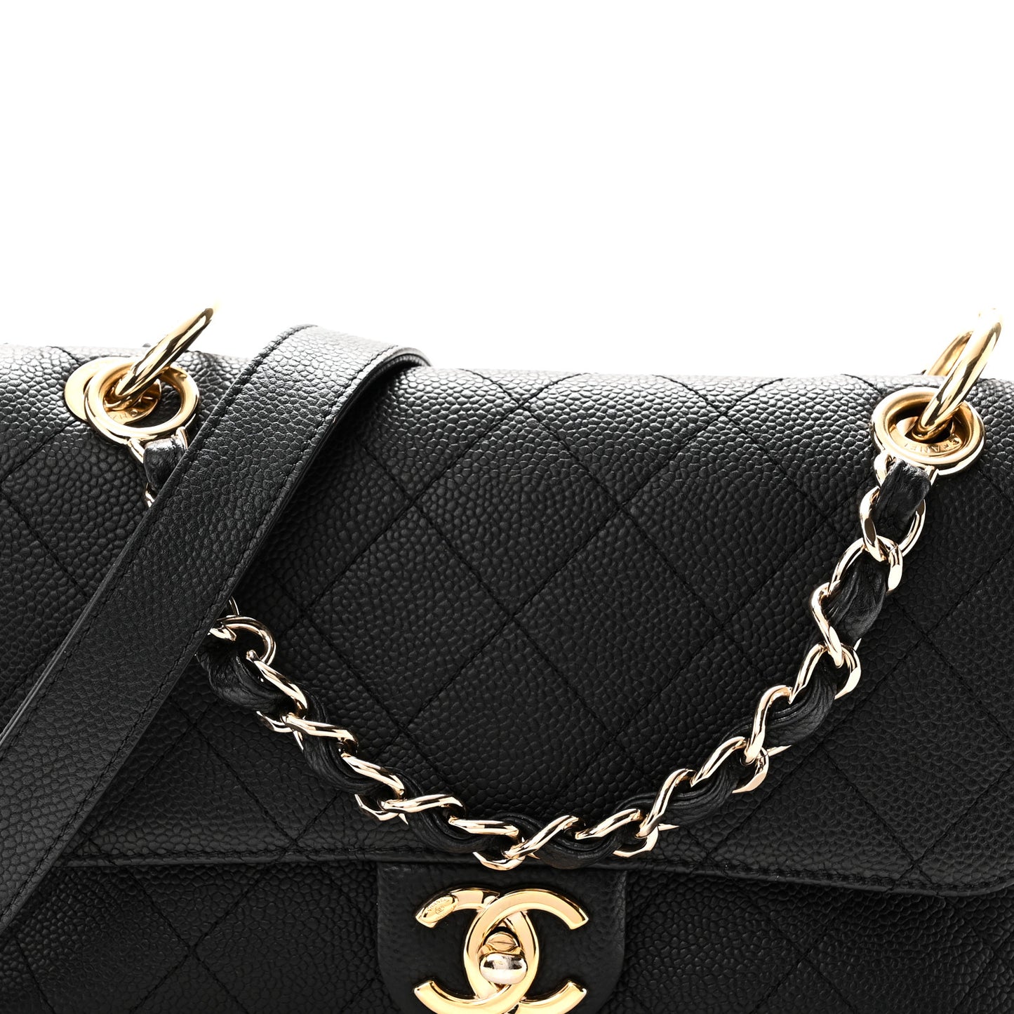 Caviar Quilted Small City Walk Flap Black