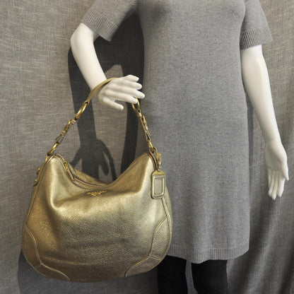 Prada Vitello Daino Hobo Gold 3 of 11