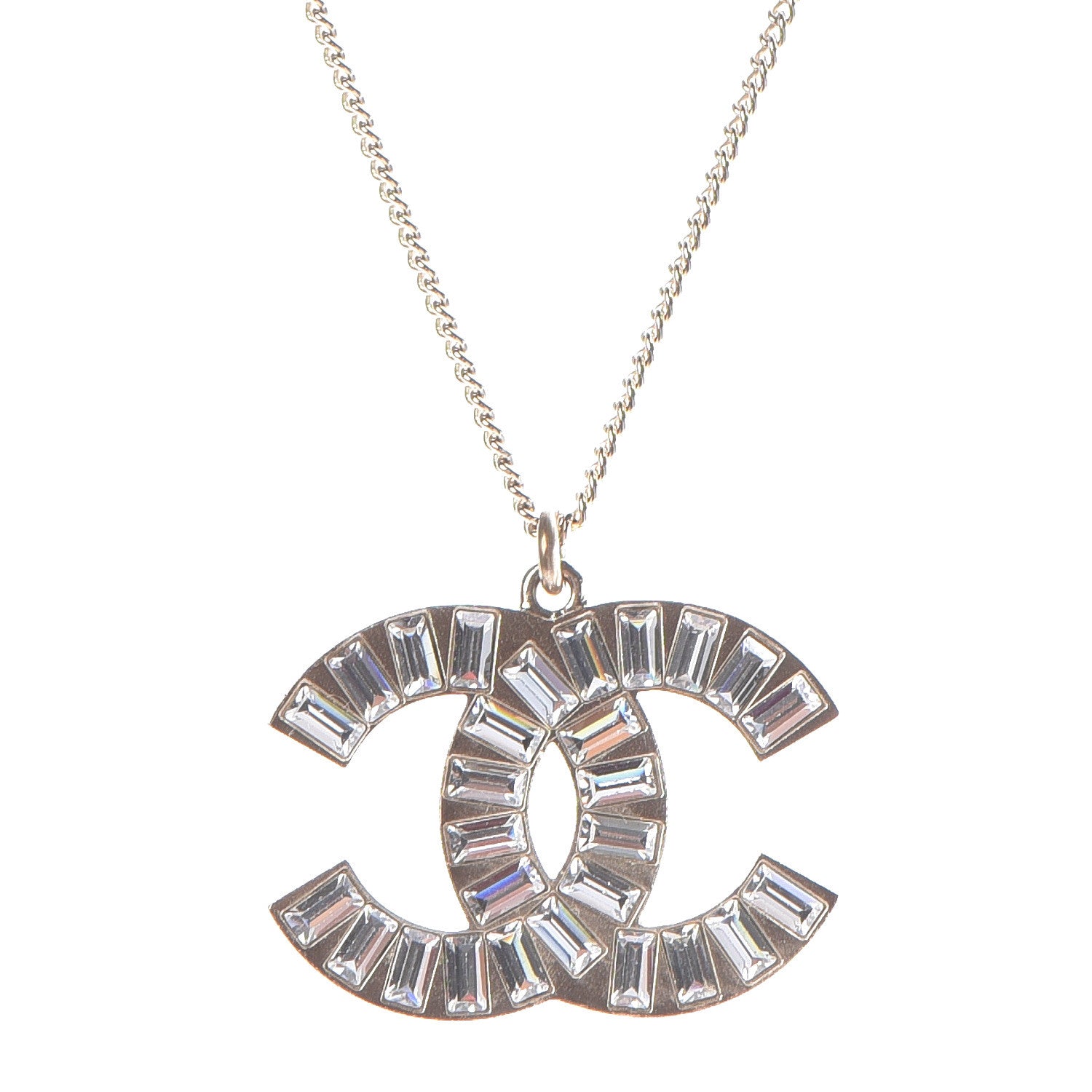 Chanel Baguette Crystal Large CC Necklace Gold 4 of 6