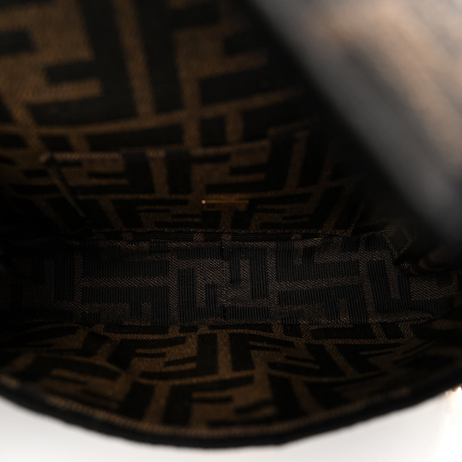Fendi Fabric Jacquard FF 1974 Mini Baguette Tobacco Moro Black 4 of 9