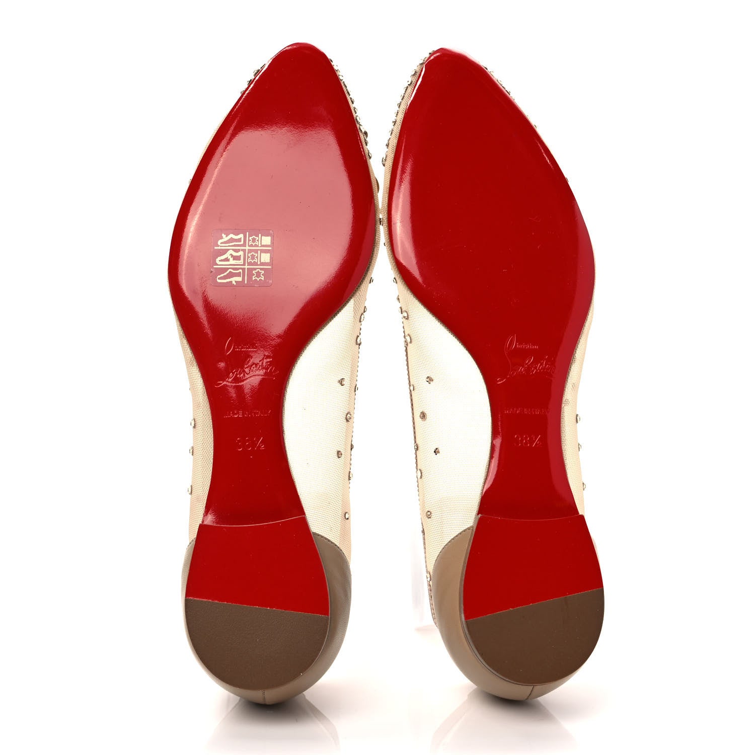 Christian Louboutin Crystal Strass Follies Flats 38.5 Light Silk 5 of 7