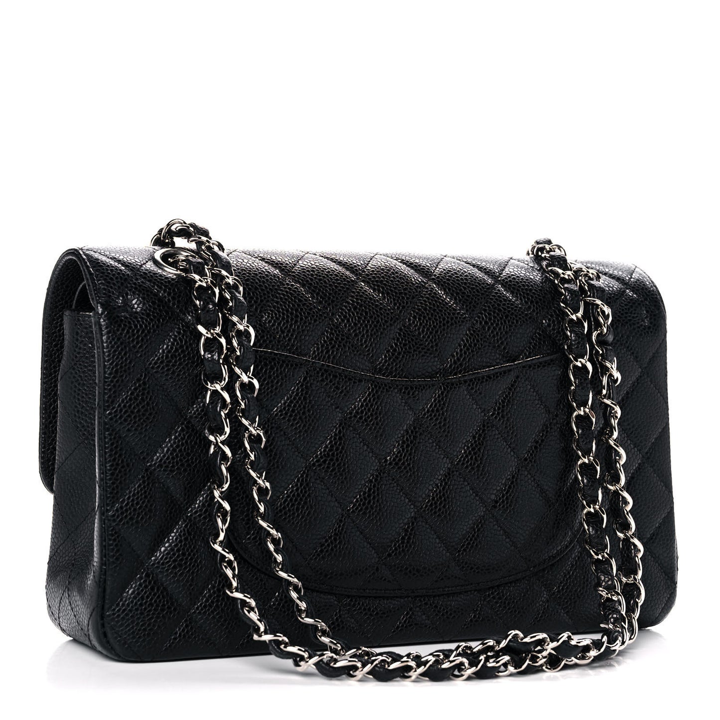Caviar Quilted Medium Double Flap Black