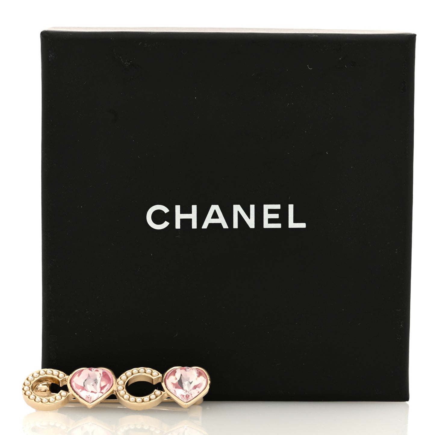 Pearl Crystal Coco Brooch Pink Gold