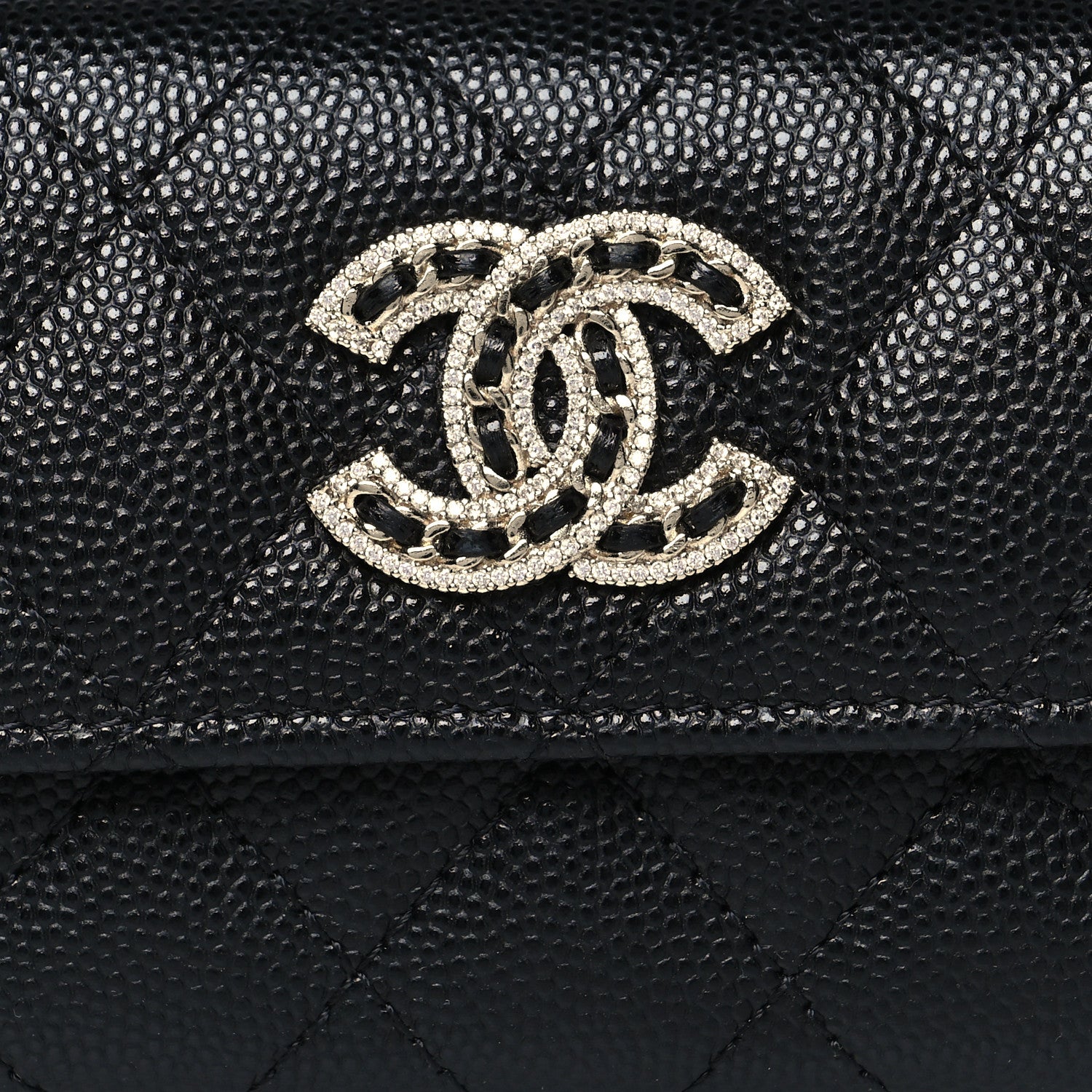 Chanel Caviar Quilted Crystal CC Flap Card Holder Black 9 of 10