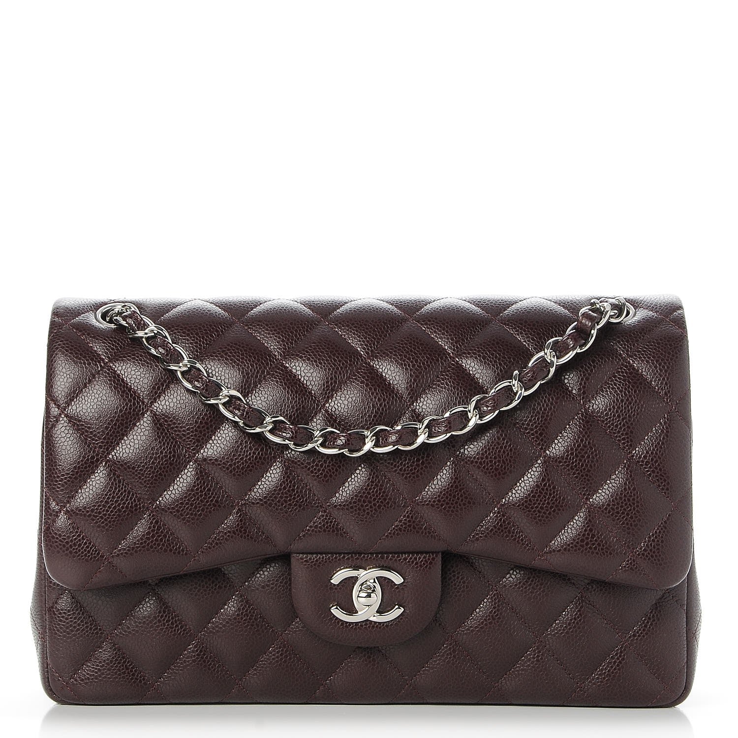 Chanel Caviar Quilted Jumbo Double Flap Burgundy 1 of 8
