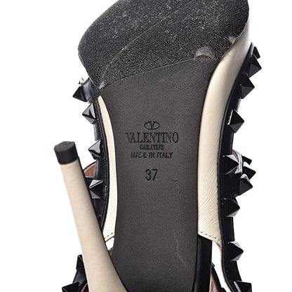 Valentino Garavani Nappa Rockstud Ankle Strap 100mm Pumps 37 Light Ivory Black 8 of 8