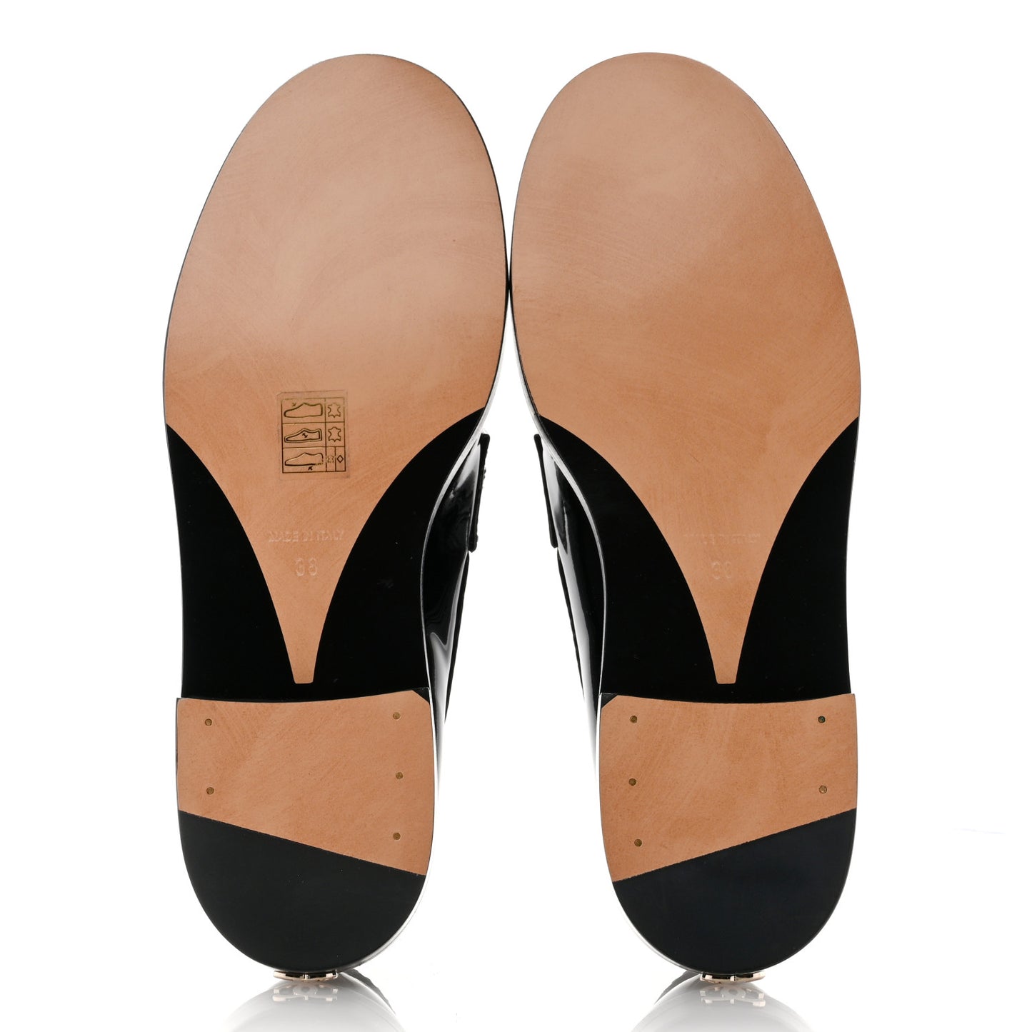 Shiny Calfskin Logo Loafers 38 Black