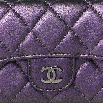 Chanel Iridescent Lambskin Quilted Flap Card Holder Purple 9 of 9