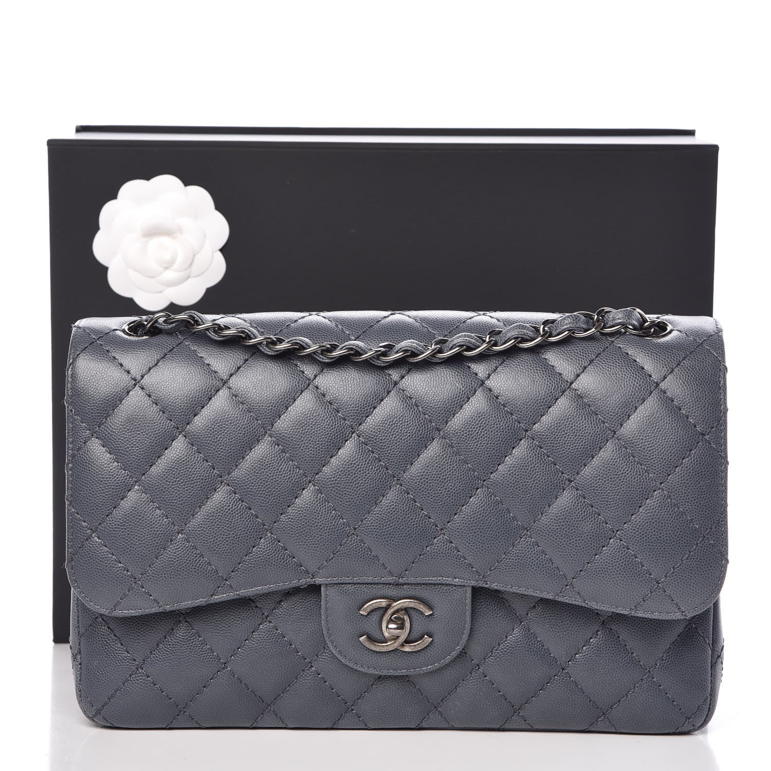 Chanel Caviar Quilted Jumbo Double Flap Blue 11 of 11