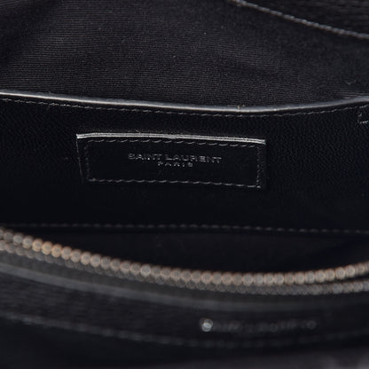 Saint Laurent Calfskin Mixed Matelasse Triquilt Large Monogram Envelope Satchel Black White 8 of 17