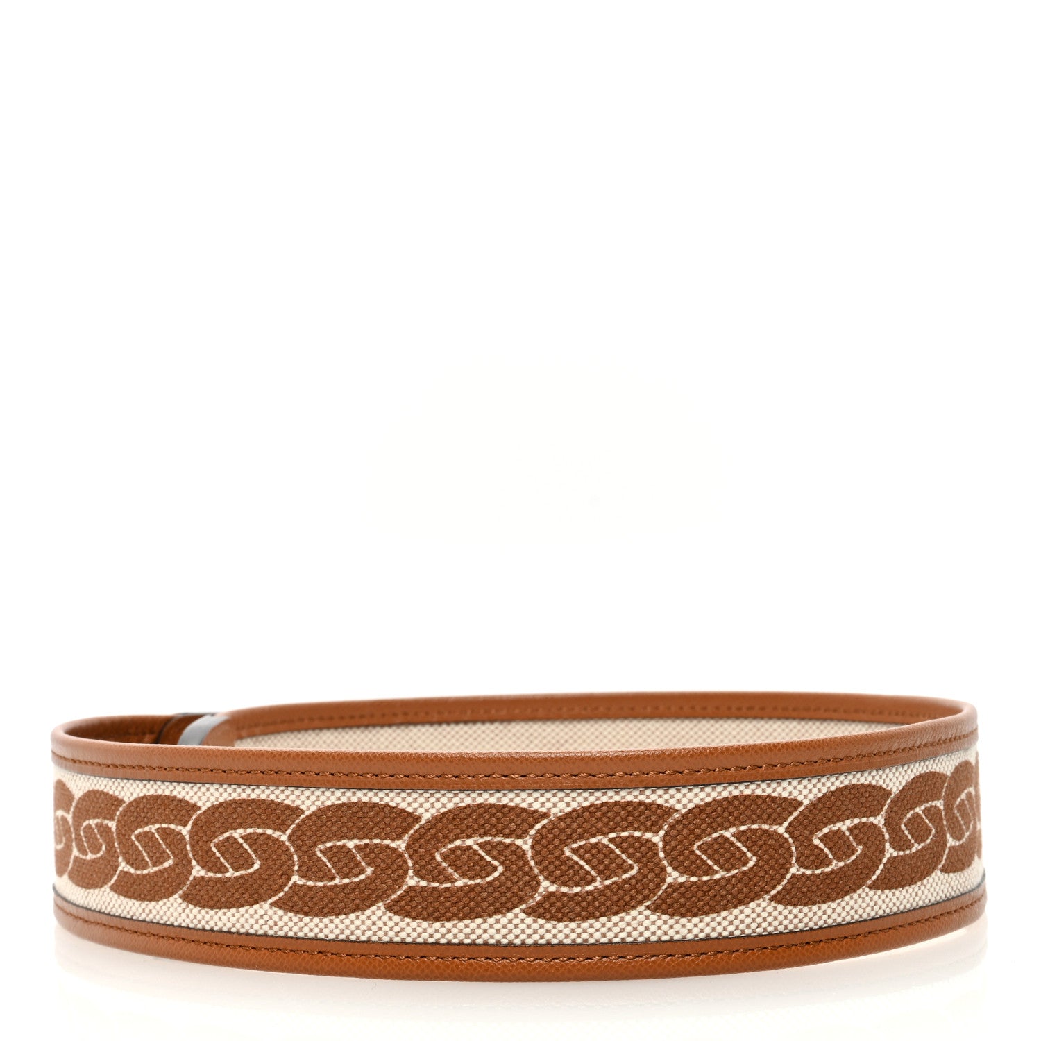 Hermes Madame Calfskin H Plume Canvas 24mm Chaine D'Ancre Reversible Belt Gold Ecru 2 of 6