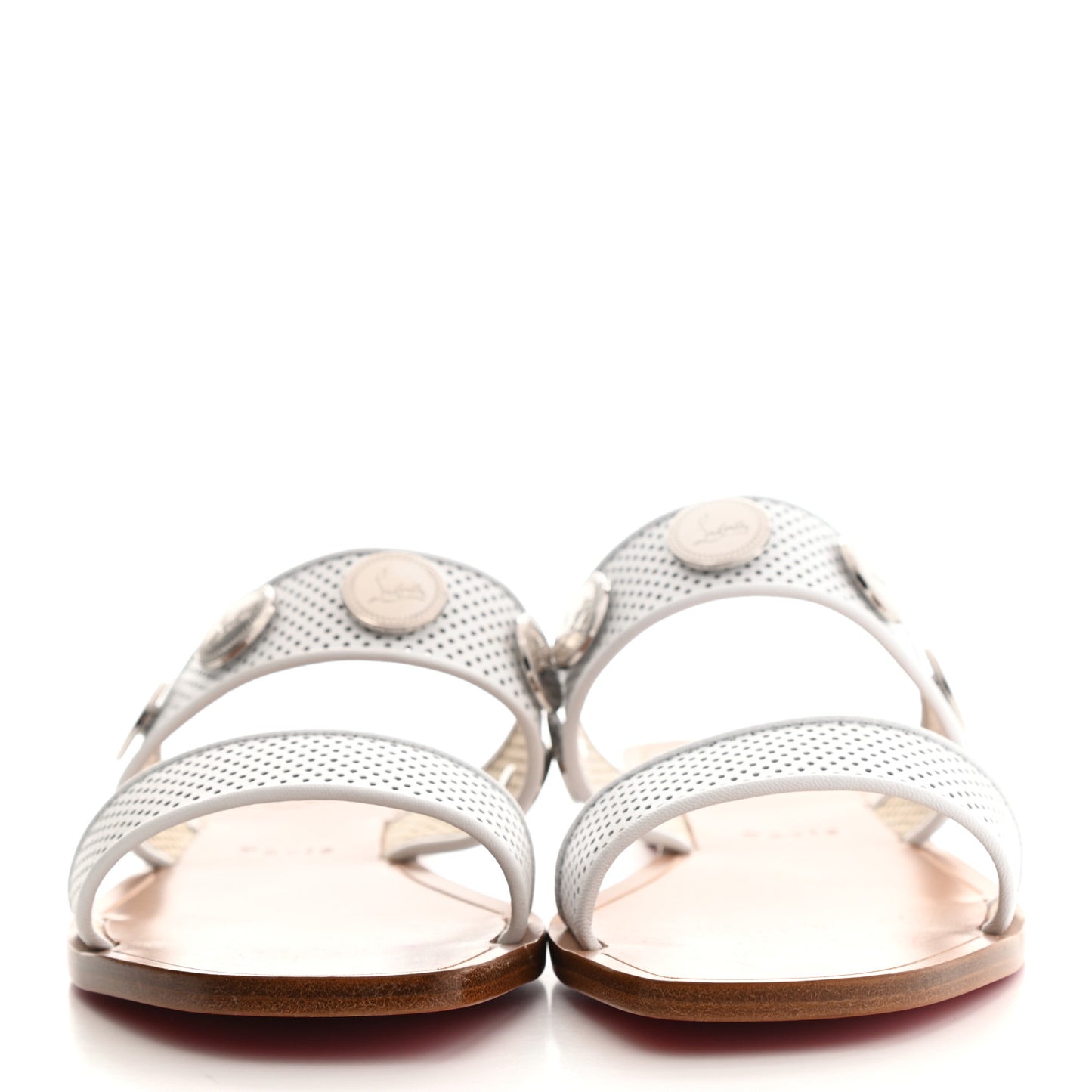 Nappa Perforated Bitcorn Slide Sandals 36.5 White