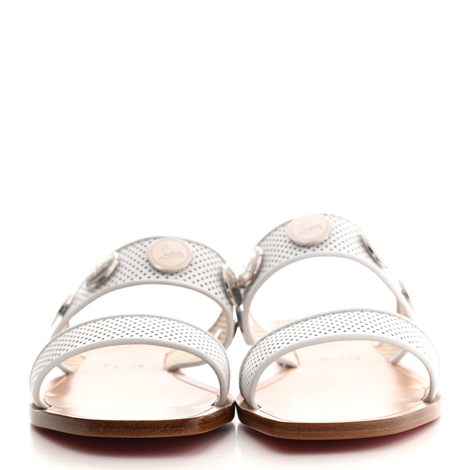 Christian Louboutin Nappa Perforated Bitcorn Slide Sandals 36.5 White 2 of 7
