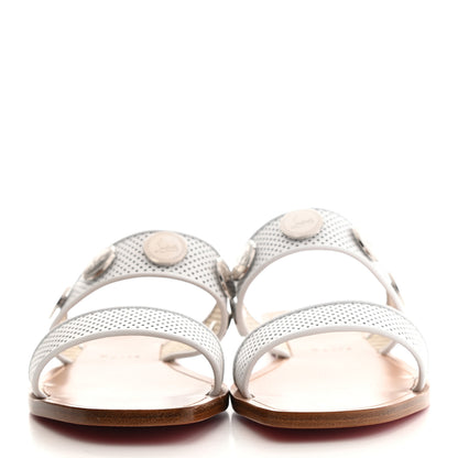 Christian Louboutin Nappa Perforated Bitcorn Slide Sandals 36.5 White 2 of 7