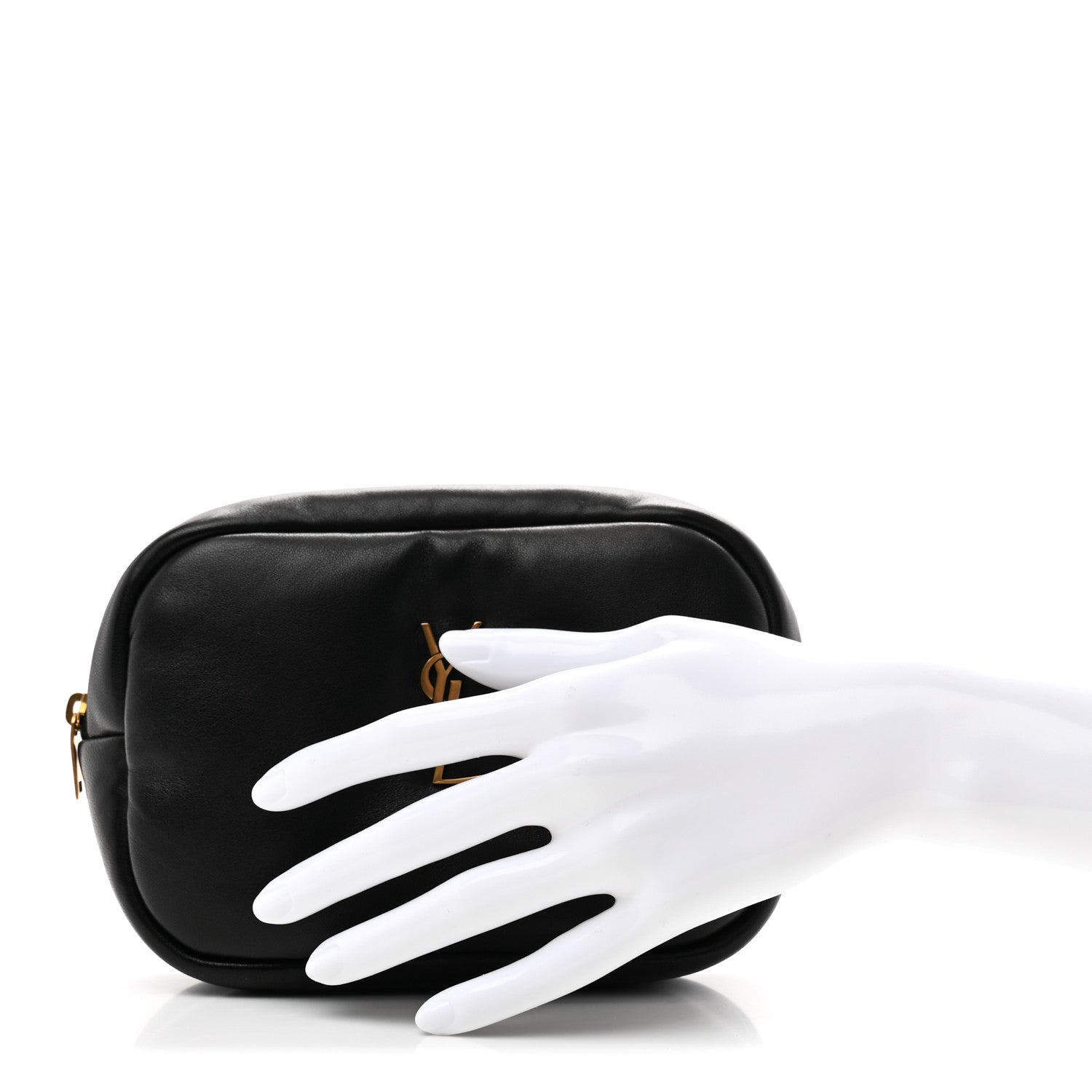 Saint Laurent Lambskin Calypso Cosmetic Case Black 2 of 8