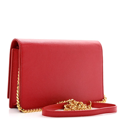 Saint Laurent Grain De Poudre Classic Monogram Kate Tassel Chain Wallet Red 3 of 12