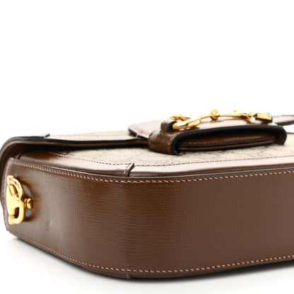 Gucci GG Supreme Monogram Azalea Calfskin Web Mini Horsebit 1955 Shoulder Bag Beige Ebony Brown Sugar 9 of 11