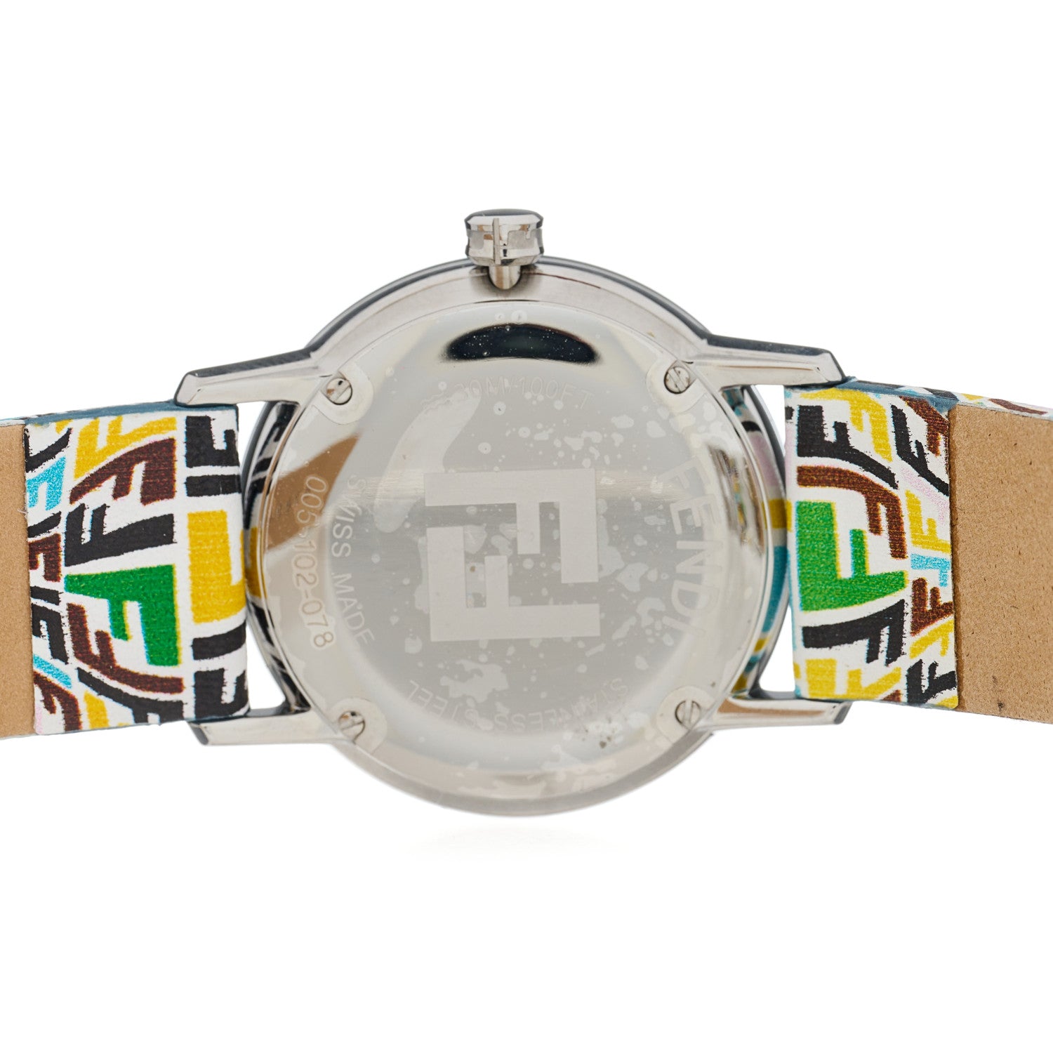 Fendi X SARAH COLEMAN Stainless Steel Calfskin 29mm FF Fish Eye Fendi Multi Quartz Watch 4 of 4
