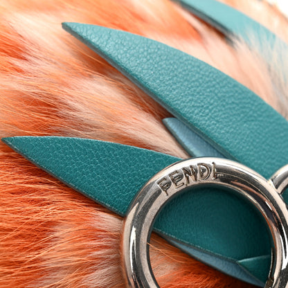 Fendi Fox Rabbit Fur Nappa Pineapple Bag Charm Orange Multicolor 3 of 4