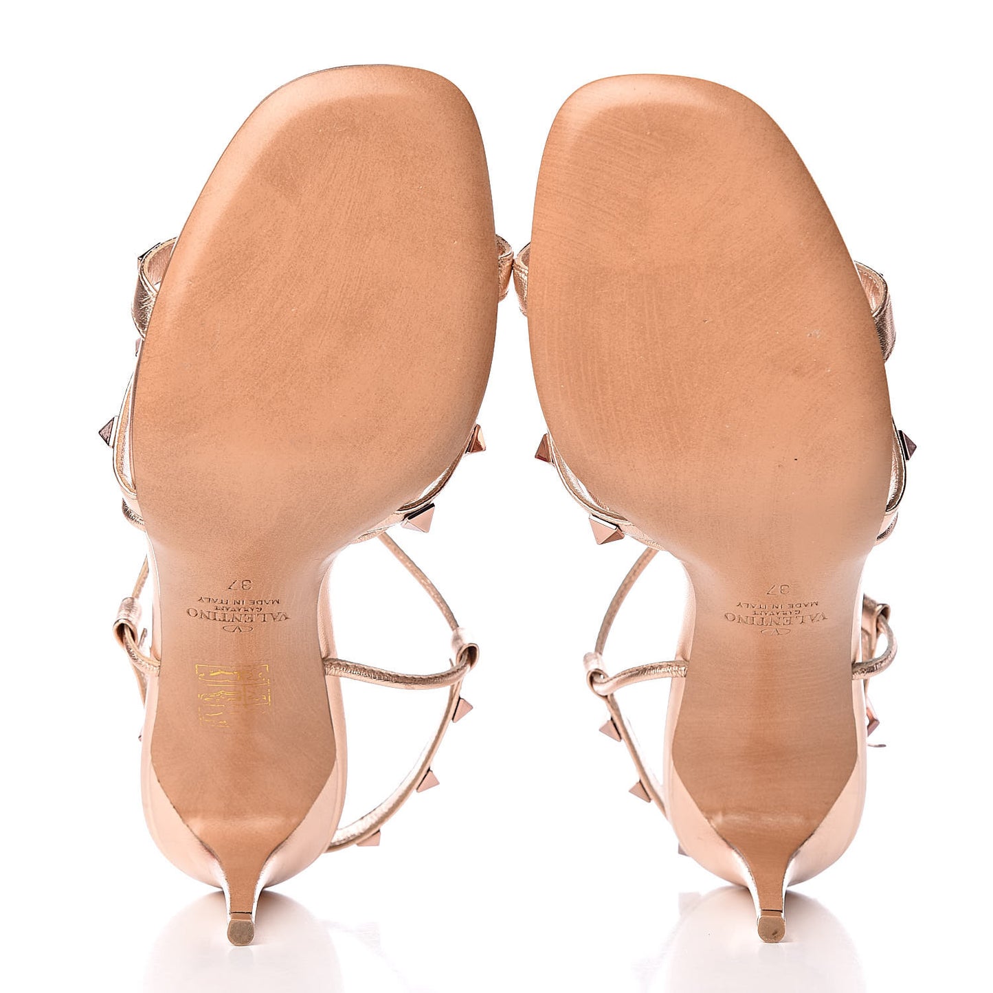 Metallic Nappa Rockstud Crisscross Slingback 85mm Sandals 37 Rame