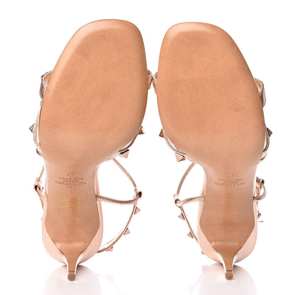 Valentino Garavani Metallic Nappa Rockstud Crisscross Slingback 85mm Sandals 37 Rame 5 of 9