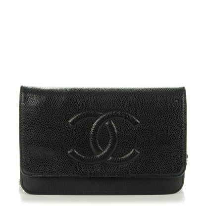 Chanel Caviar Timeless CC Wallet On Chain WOC Black 1 of 8