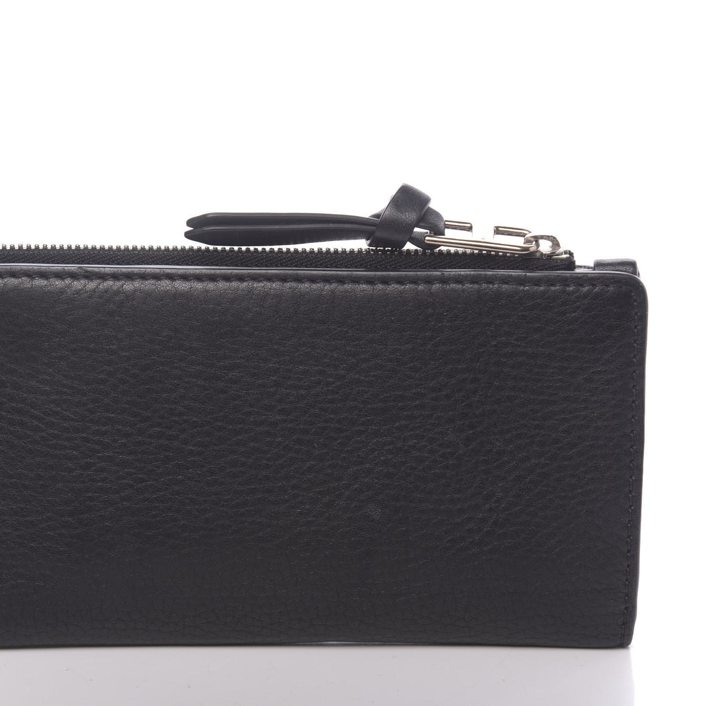 Grainy Calfskin Zip Wallet Black