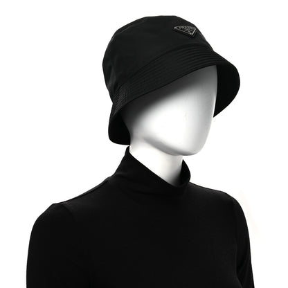 Prada Re-Nylon Metal Triangle Logo Womens Bucket Hat M Black 2 of 9