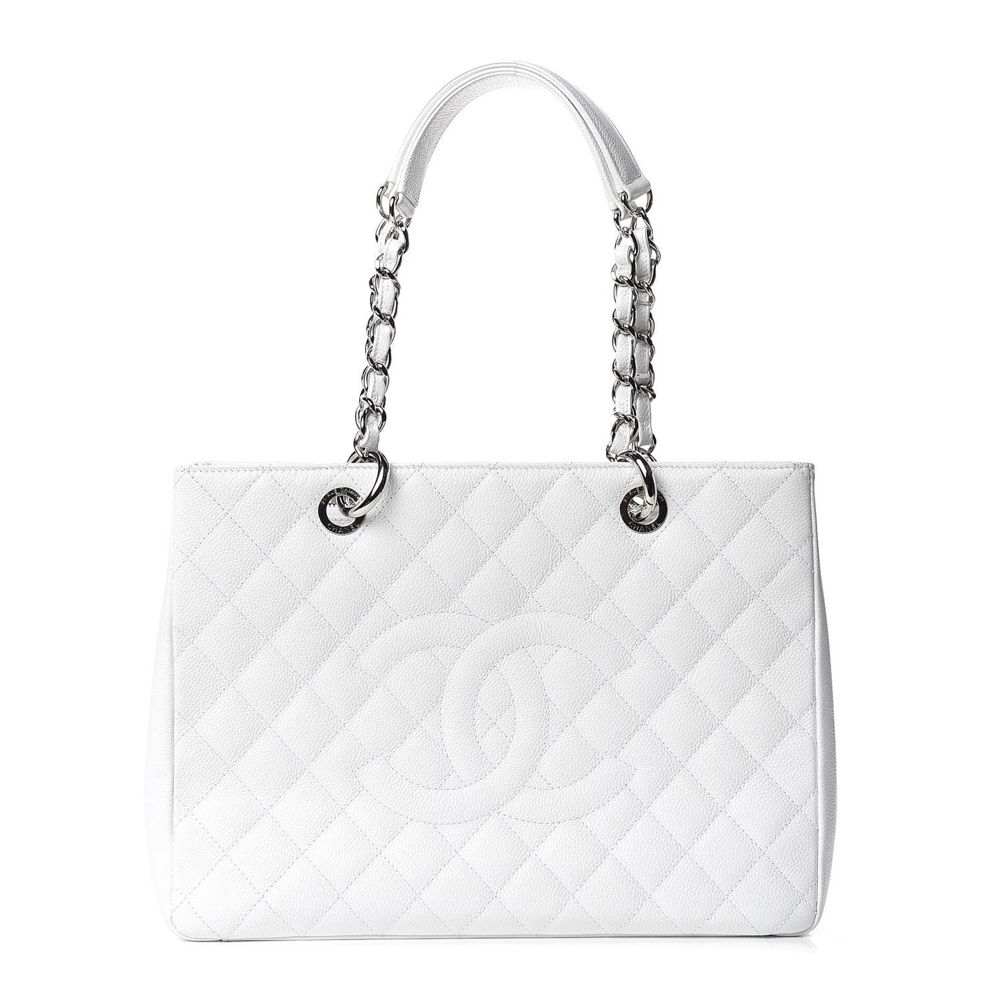Caviar Quilted Grand Shopping Tote GST White
