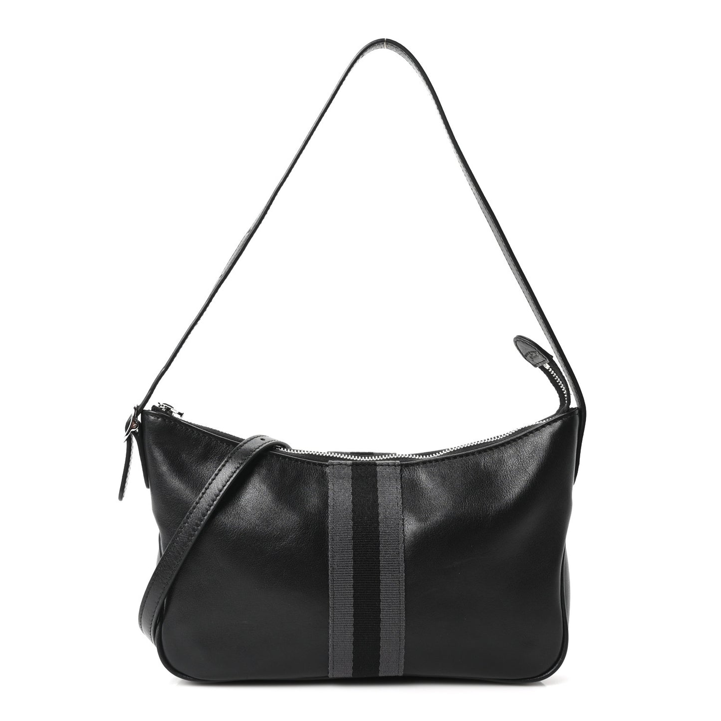 Calfskin Web Small Lunetta Crossbody Bag  Black