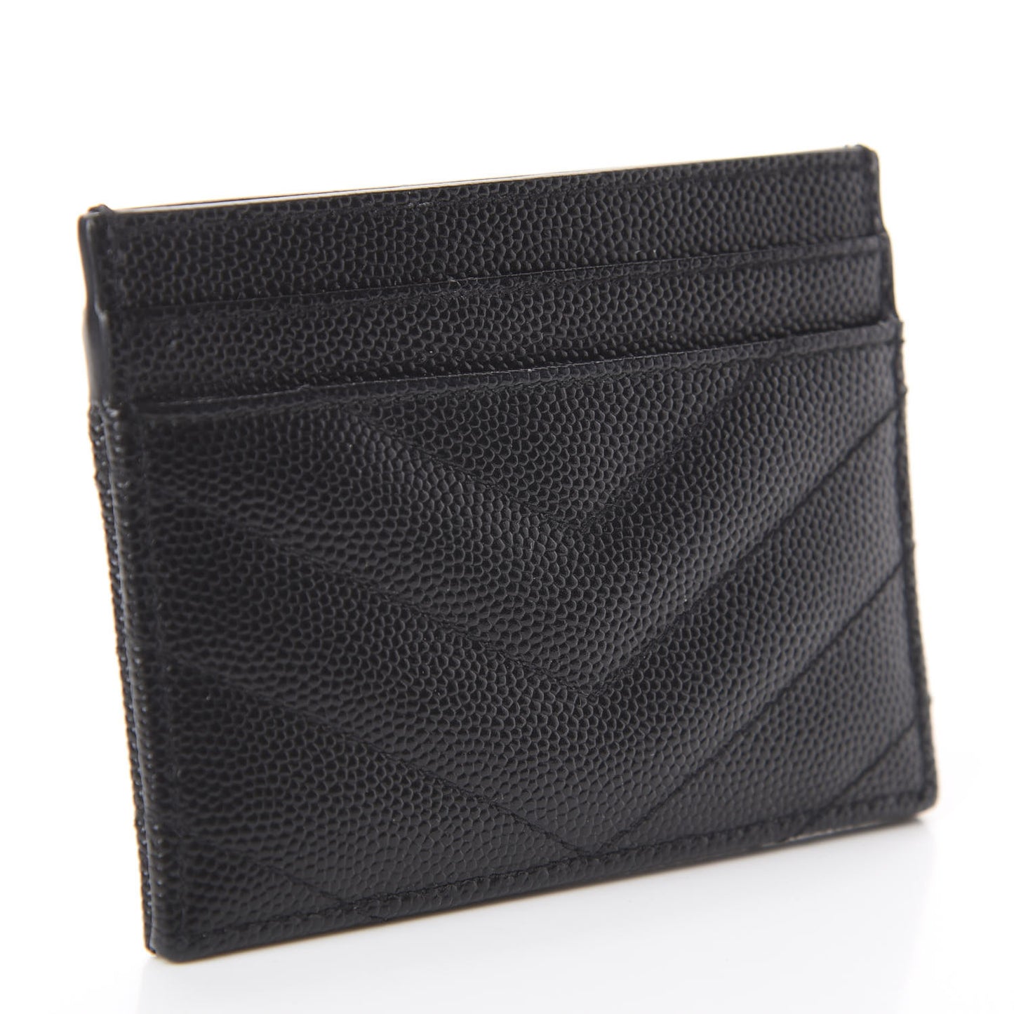 Grain De Poudre Matelasse Chevron Monogram Credit Card Case Black