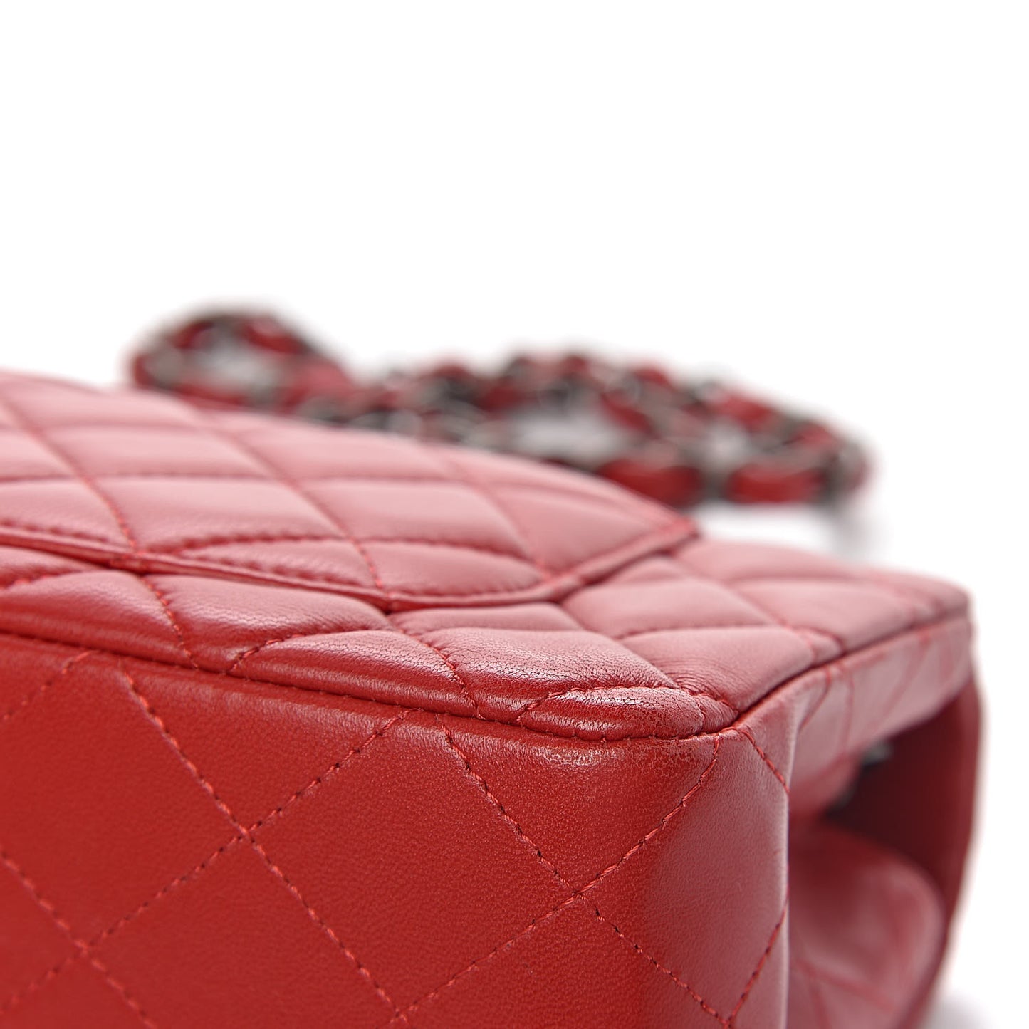 Lambskin Quilted Mini Rectangular Flap Red