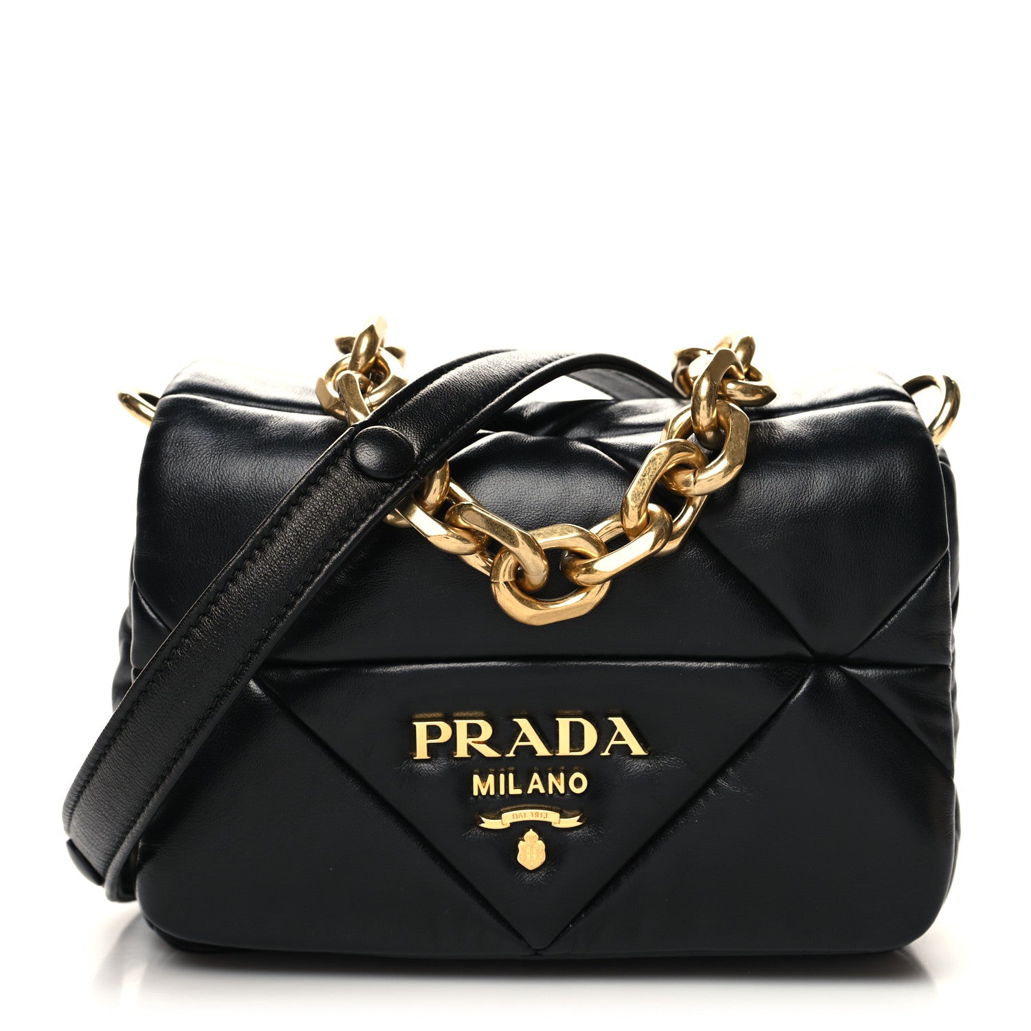 Prada Nappa Metal Quilted Small Patchwork System Flap Bag Black 1 of 9