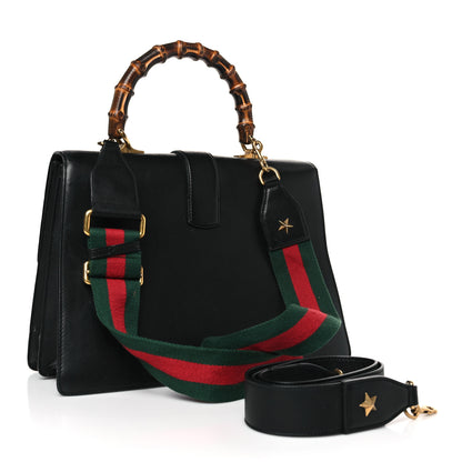 Gucci Calfskin Bamboo Web Large Dionysus Top Handle Bag Black Bright Evergreen Hibiscus Red 3 of 12
