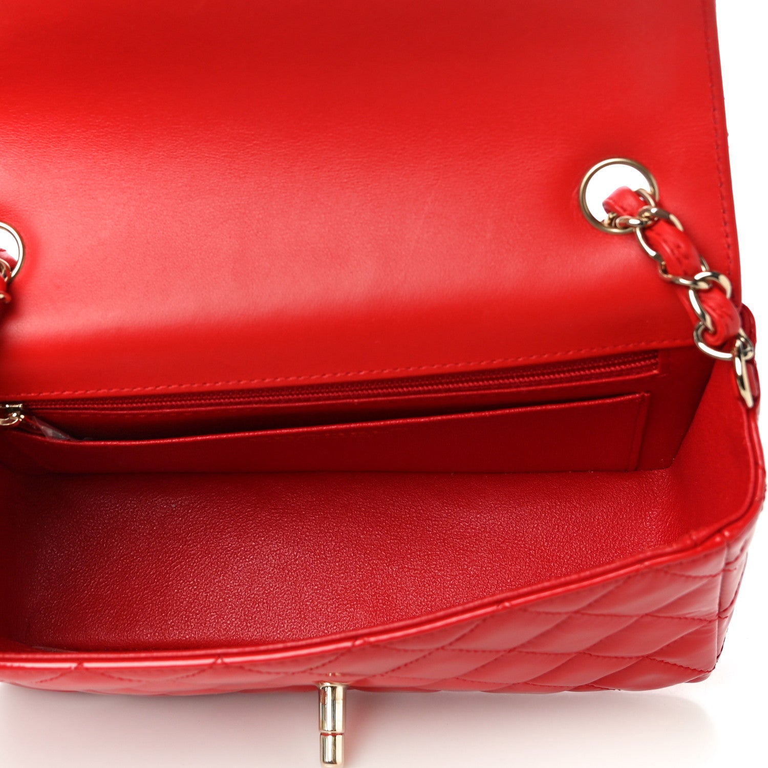 Chanel Patent Calfskin Quilted Mini Rectangular Flap Red 5 of 12