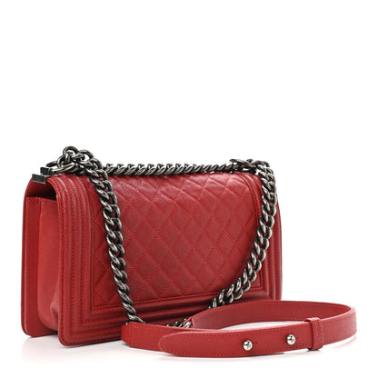 Chanel Caviar Quilted Medium Boy Flap Dark Red 3 of 17