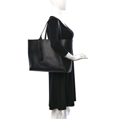 Burberry Grainy Calfskin Haymarket Check Medium Reversible Tote Black 2 of 21