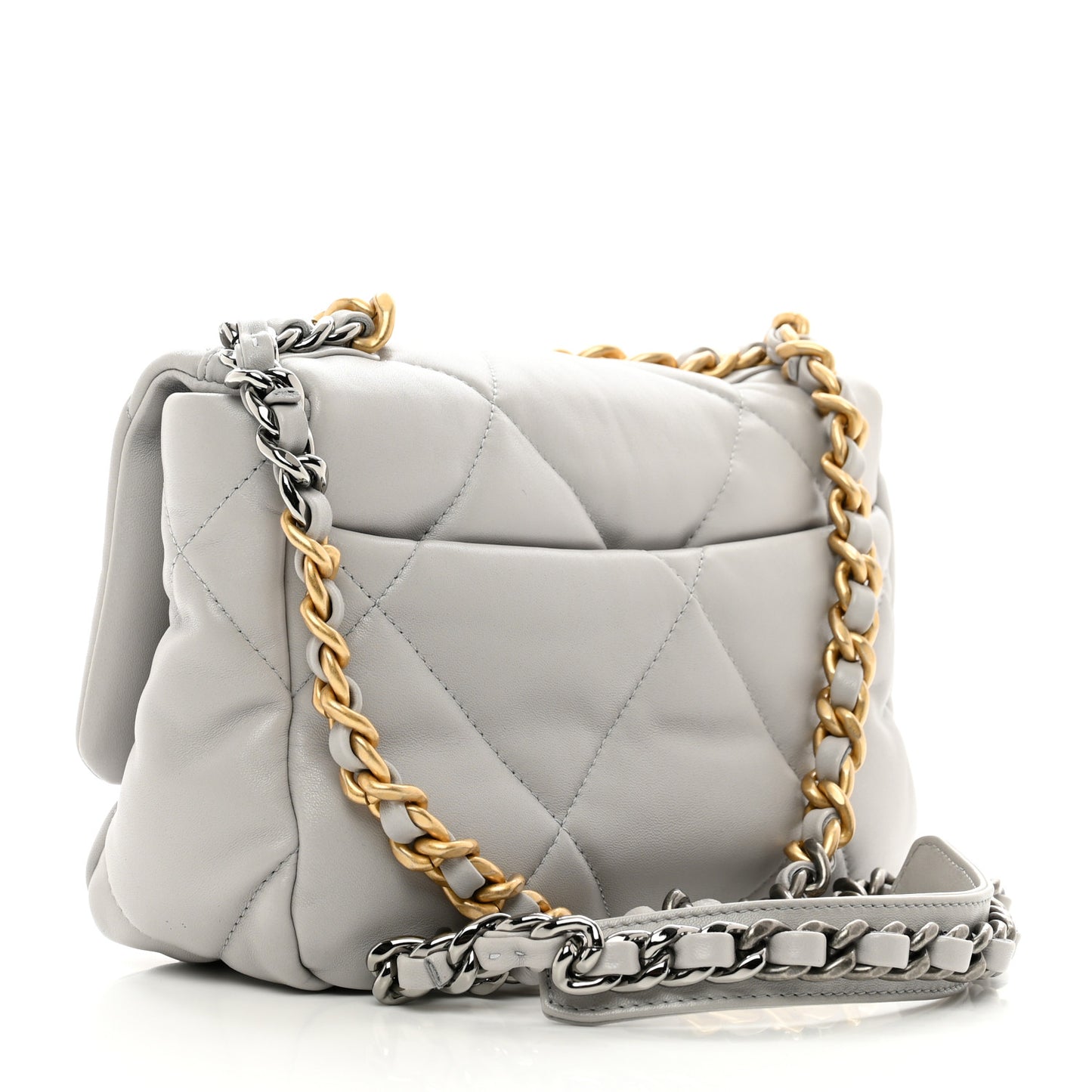 Goatskin Quilted Medium Chanel 19 Flap Grey