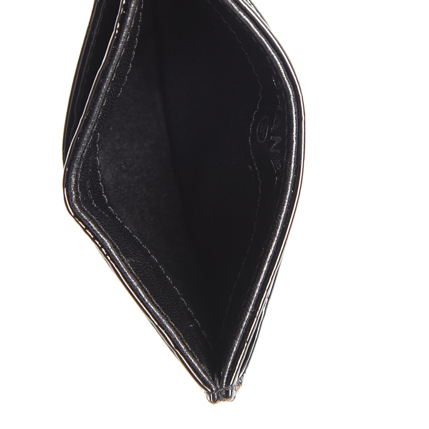 Patent Calfskin Lucky Symbols Card Holder Case Black