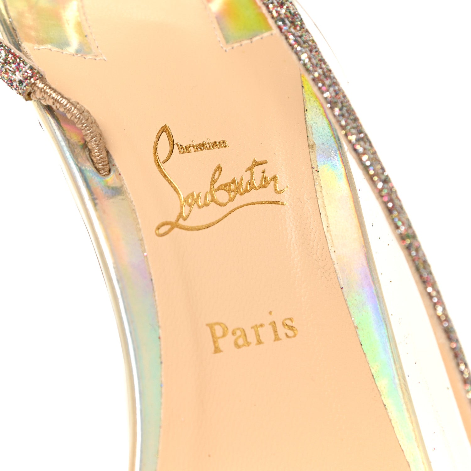 Christian Louboutin Mini Glitter PVC Specchio Optisling 100 Sandals 38 Multicolor Plantine 10 of 12