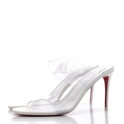 Christian Louboutin Patent PVC Just Nothing 85 Slide Sandals 39 Bianco 3 of 8