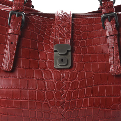 Bottega Veneta Soft Crocodile Fume Medium Roma Tote Blood 9 of 9