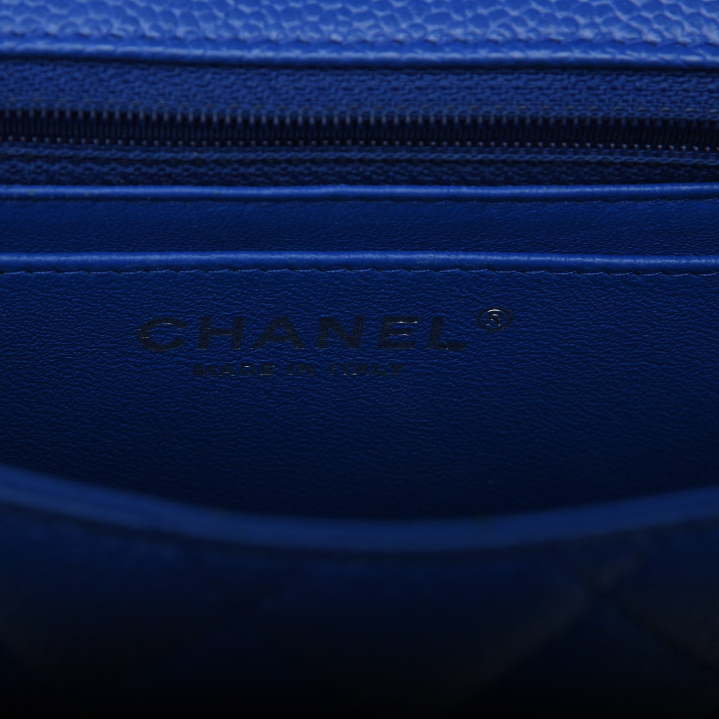 Caviar Quilted Mini Square Flap Blue