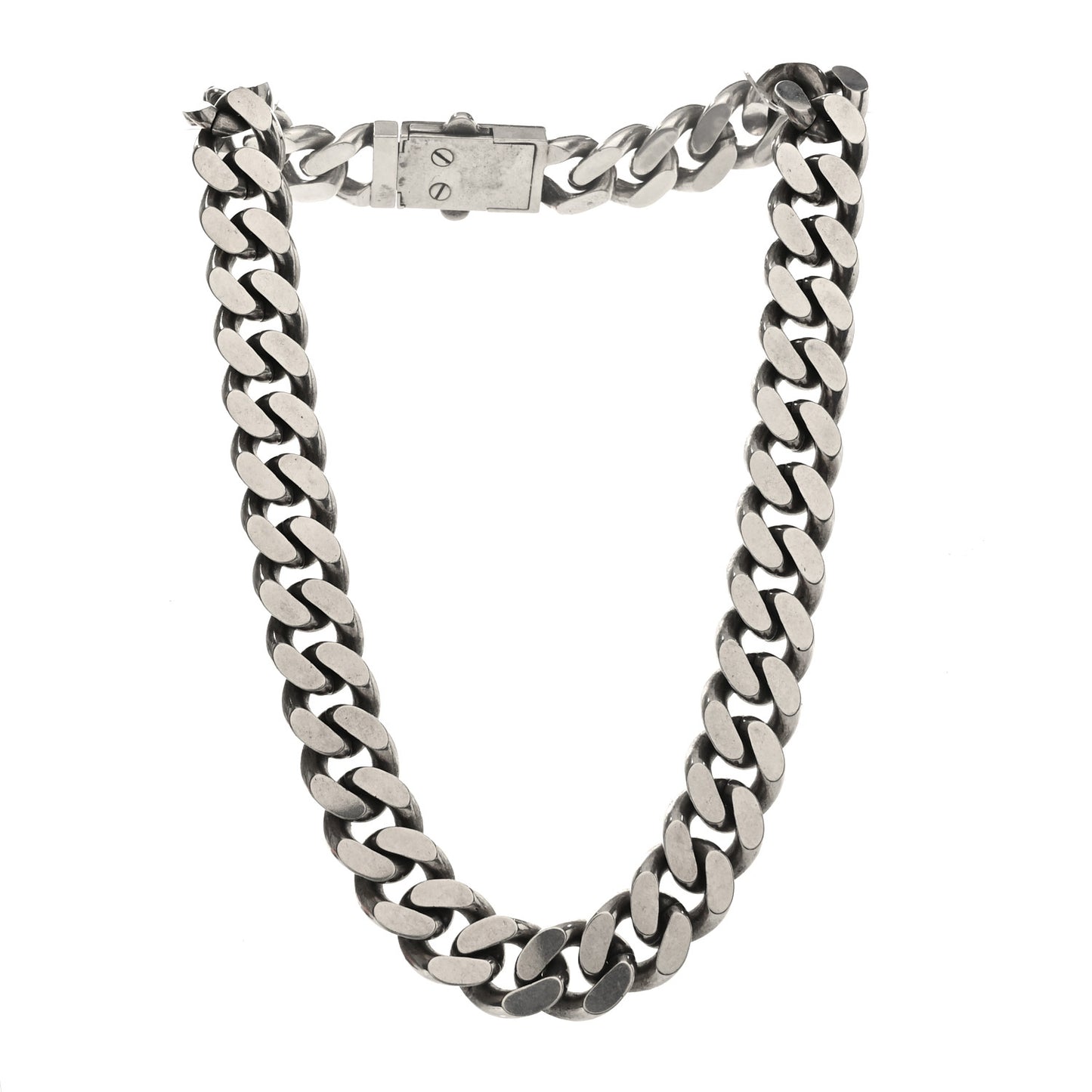 Metal Curb Chain Necklace Oxidized Silver