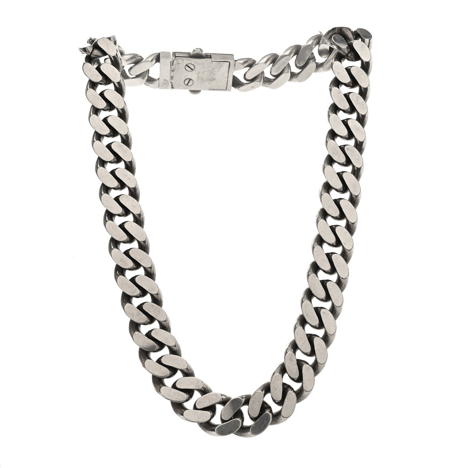 Saint Laurent Metal Curb Chain Necklace Oxidized Silver 1 of 4