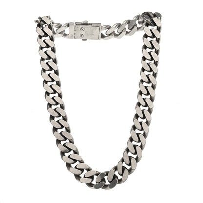 Saint Laurent Metal Curb Chain Necklace Oxidized Silver 1 of 4
