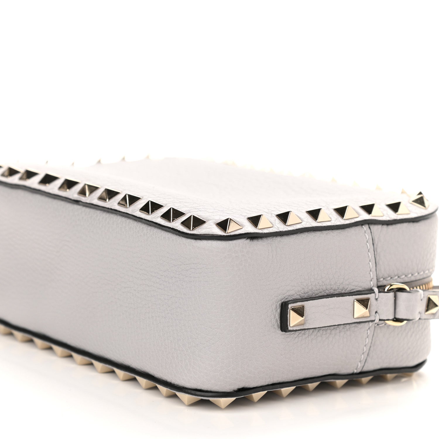 Valentino Garavani Pebbled Calfskin Rockstud Camera Crossbody Bag Grey 9 of 9