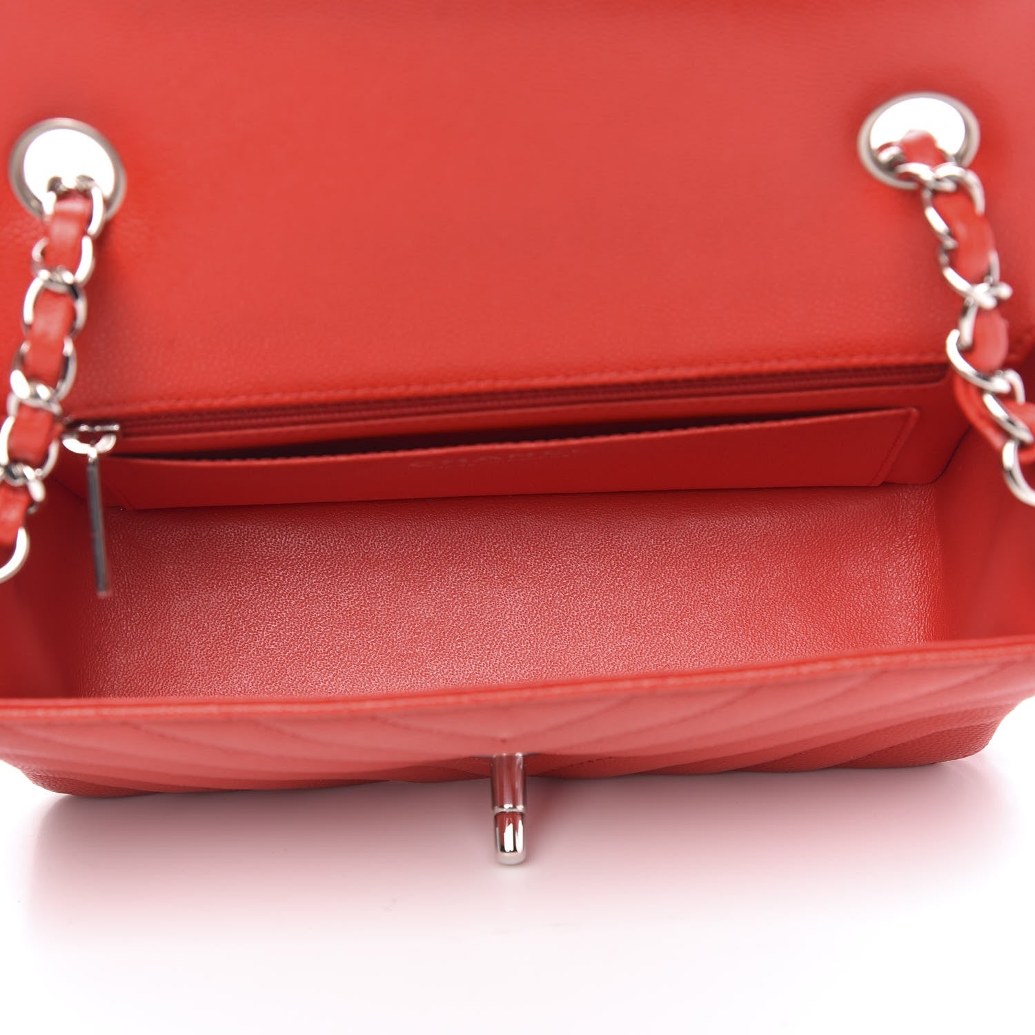 Chanel Caviar Chevron Quilted Mini Rectangular Flap Red 5 of 11